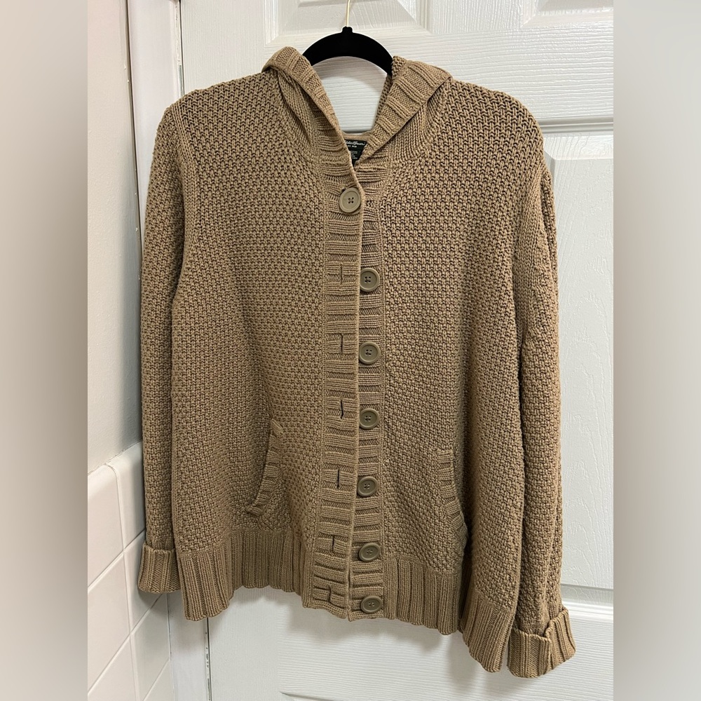 Eddie Bauer button front hooded sweater XL